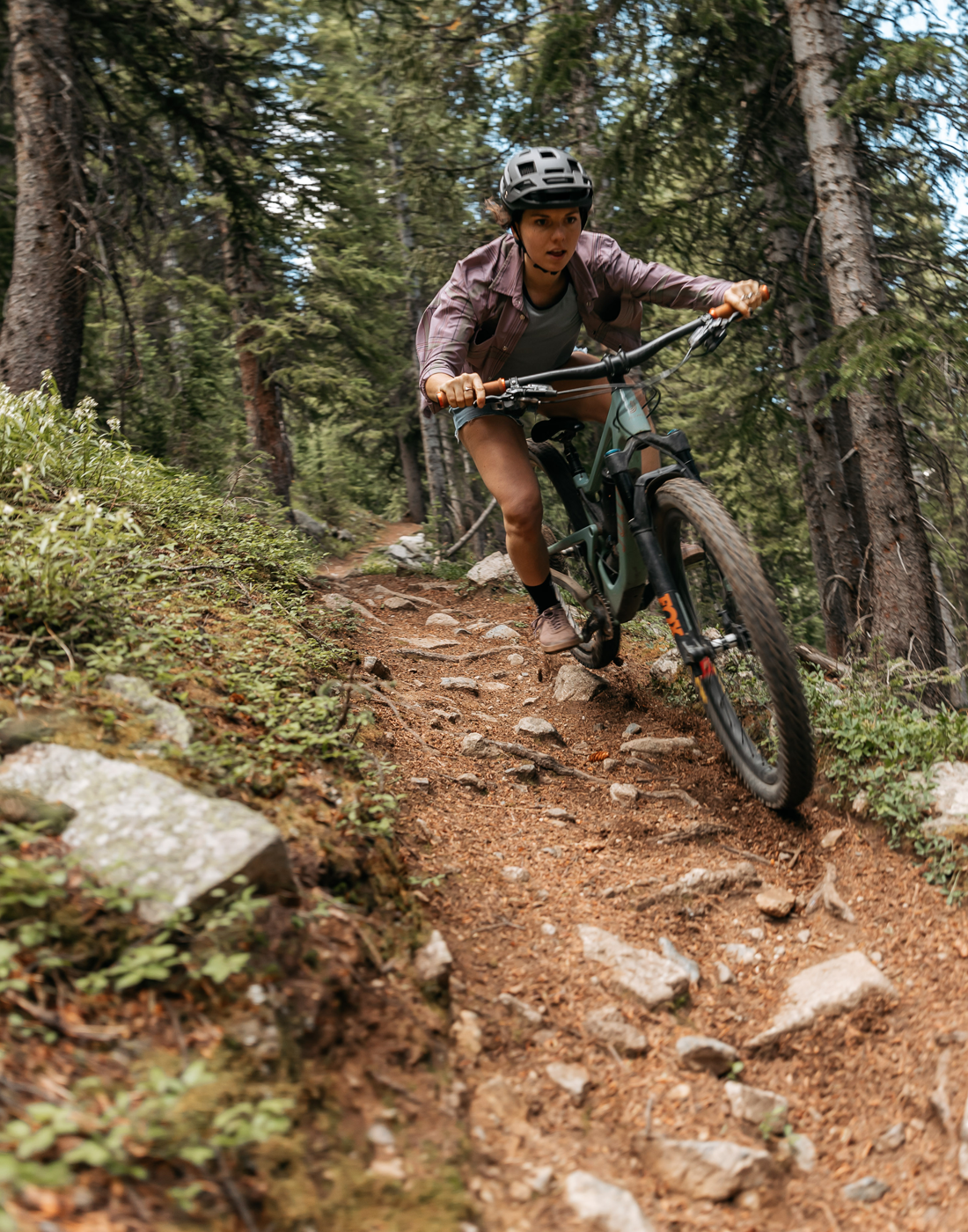 mountain biking in jeans